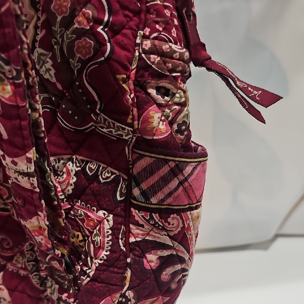 Vera Bradley Raspberry Paisley backpack with matching wallet - Picture 7 of 15